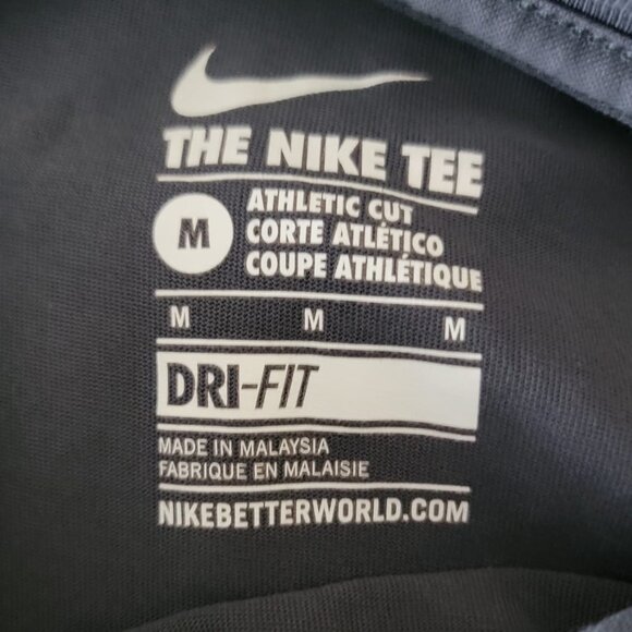 The Nike Tee - Dri Fit, Athletic Gray, Yellow-Green Swoosh - Picture 6 of 7